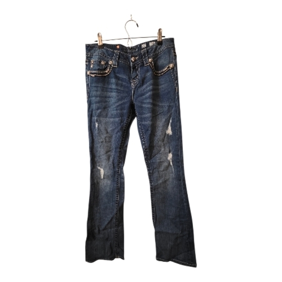 Miss Me Denim - Miss Me Dark Blue Distressed Flare Jeans